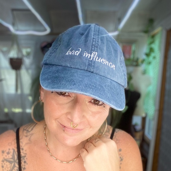 ADAMS Paris Bad Influence Denim Embroidered Adjustable Upscale Fashion Hat - Picture 10 of 10